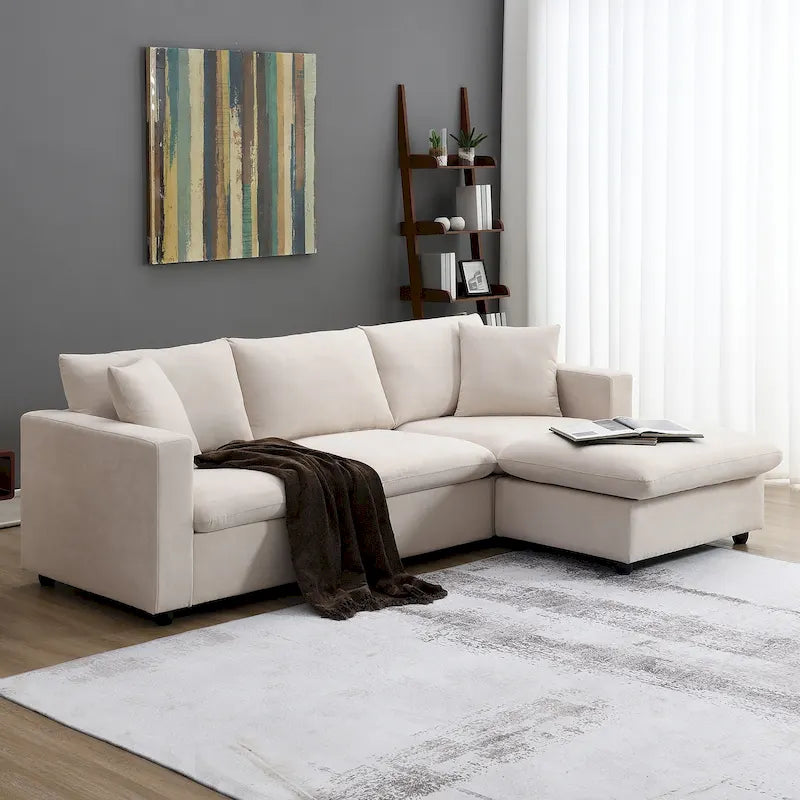 Canapé d'angle en tissu polyester