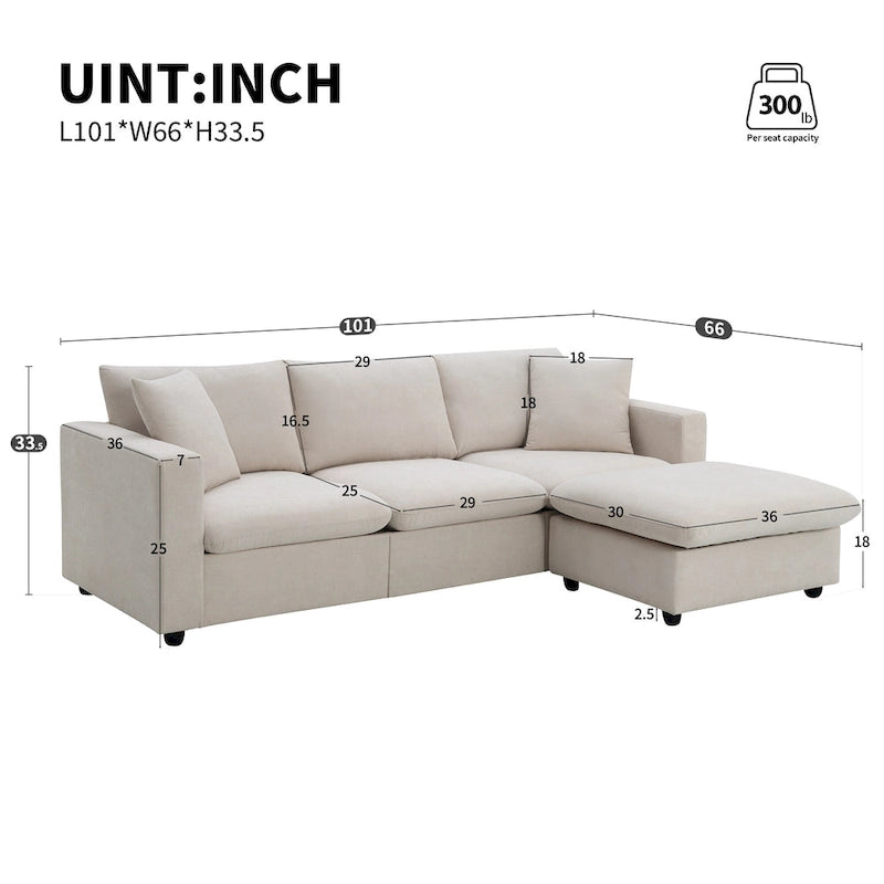 Canapé d'angle en tissu polyester