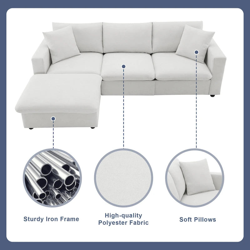 Canapé d'angle en tissu polyester