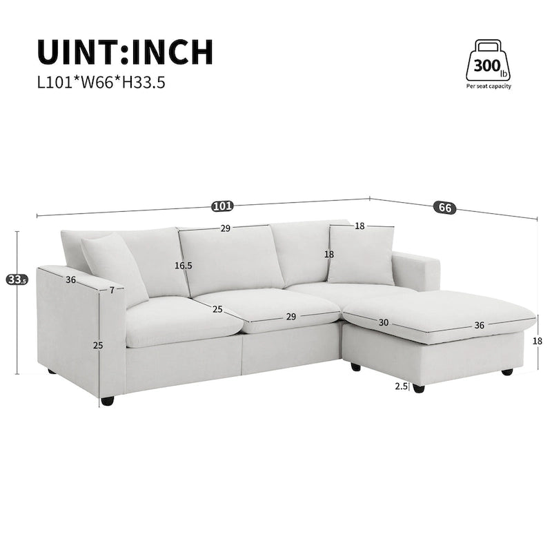 Canapé d'angle en tissu polyester