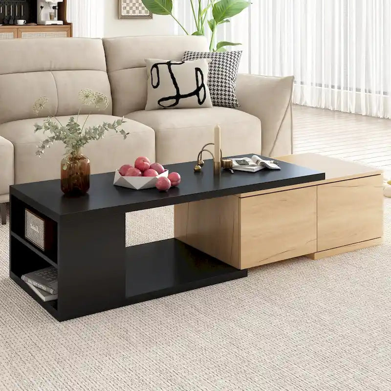 Table basse multifonctionnelle avec rangement dissimulé et 2 tiroirs