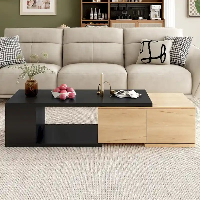 Table basse multifonctionnelle avec rangement dissimulé et 2 tiroirs