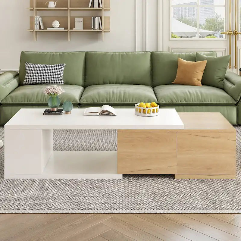 Table basse multifonctionnelle avec rangement dissimulé et 2 tiroirs