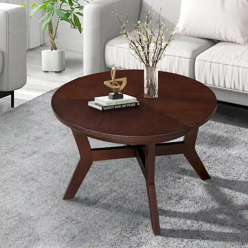Table basse ronde en bois massif de style rustique