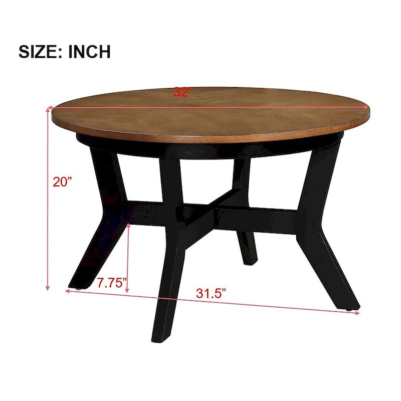 Table basse ronde en bois massif de style rustique