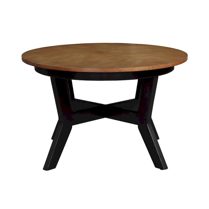 Table basse ronde en bois massif de style rustique