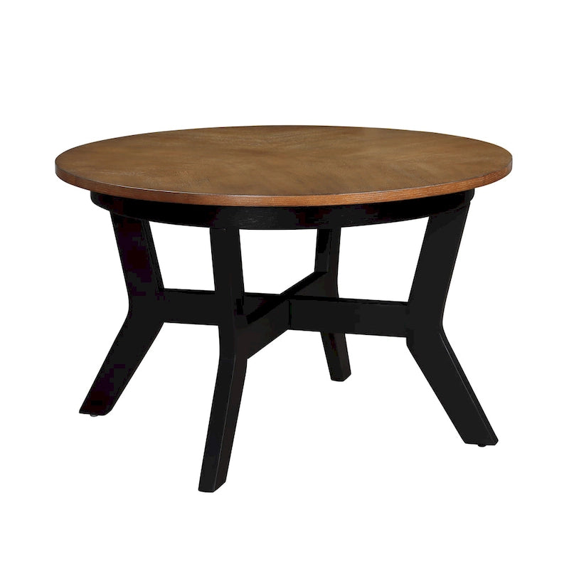 Table basse ronde en bois massif de style rustique