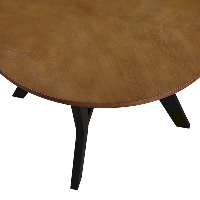 Table basse ronde en bois massif de style rustique