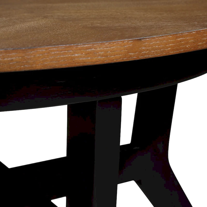 Table basse ronde en bois massif de style rustique