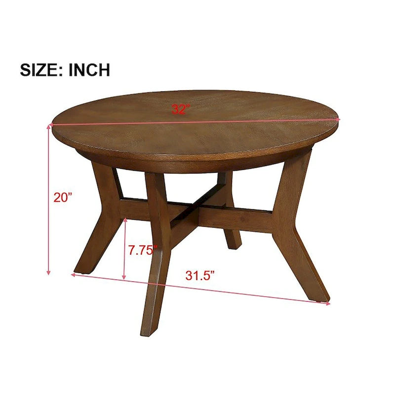 Table basse ronde en bois massif de style rustique