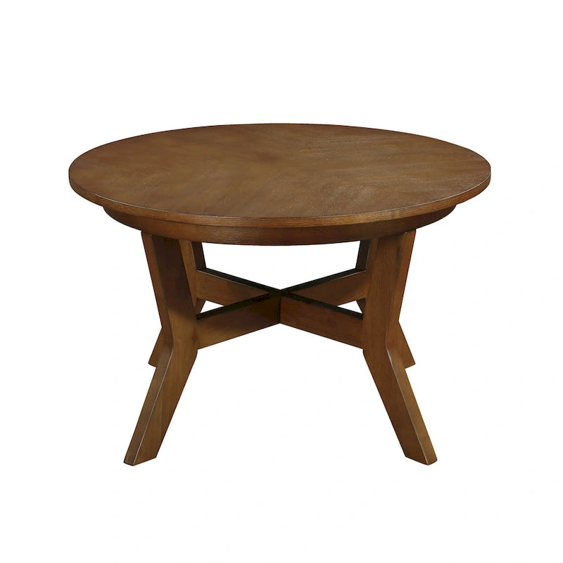 Table basse ronde en bois massif de style rustique