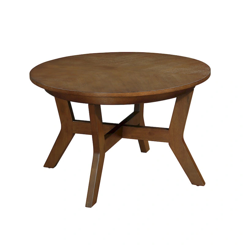Table basse ronde en bois massif de style rustique