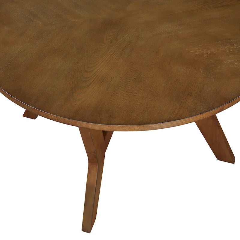 Table basse ronde en bois massif de style rustique