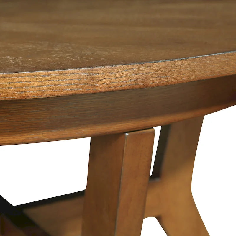 Table basse ronde en bois massif de style rustique