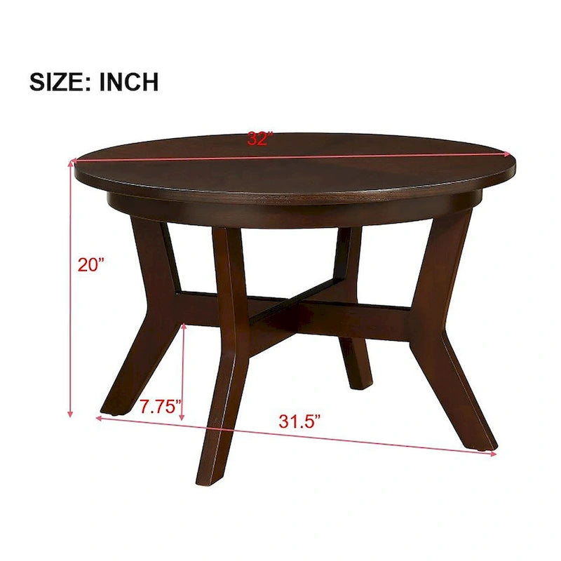 Table basse ronde en bois massif de style rustique