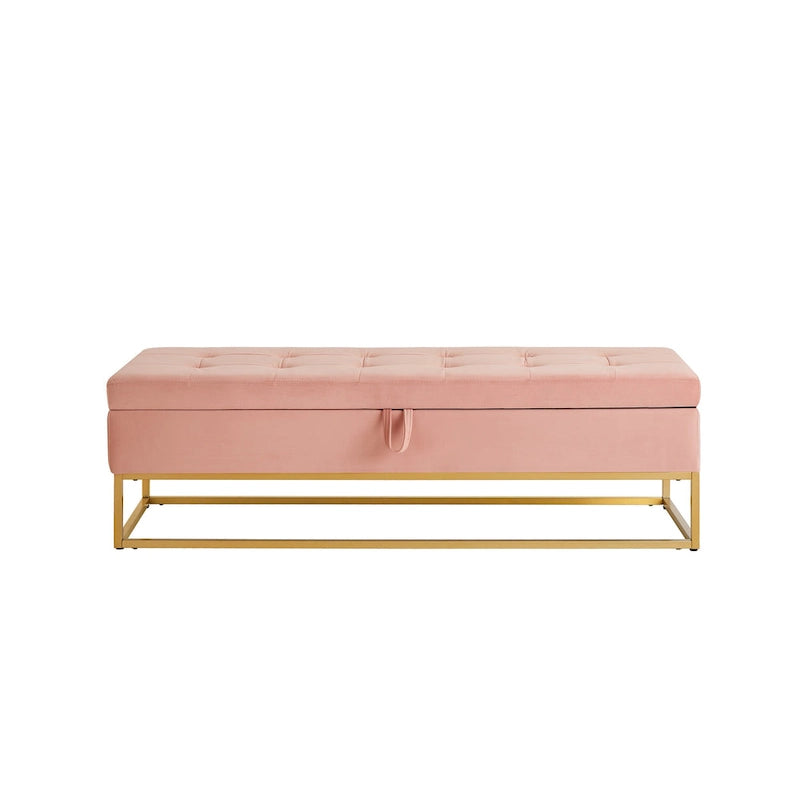 Banc de rangement capitonné en velours