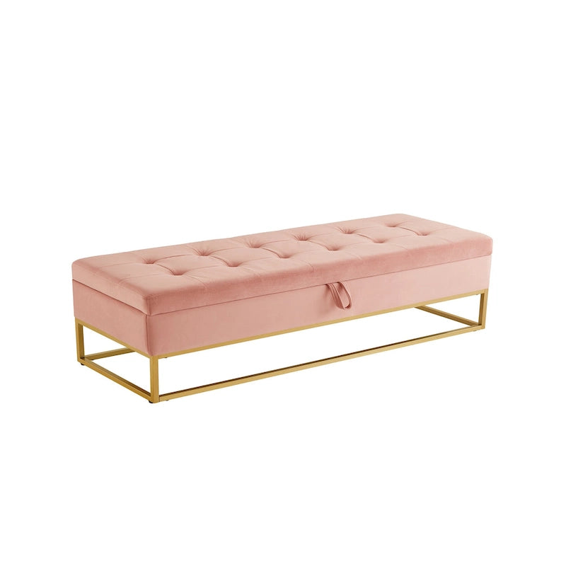 Banc de rangement capitonné en velours