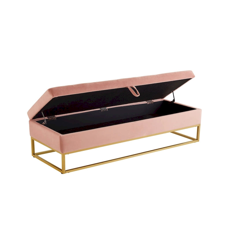 Banc de rangement capitonné en velours
