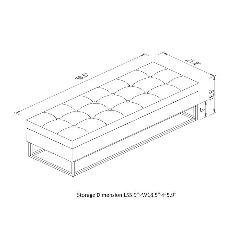 Banc de rangement capitonné en velours