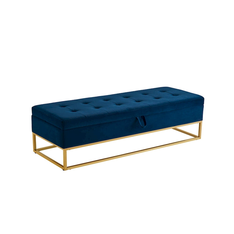 Banc de rangement capitonné en velours