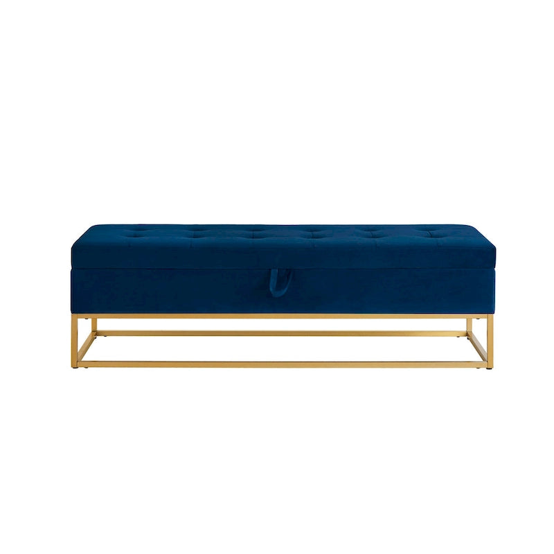 Banc de rangement capitonné en velours