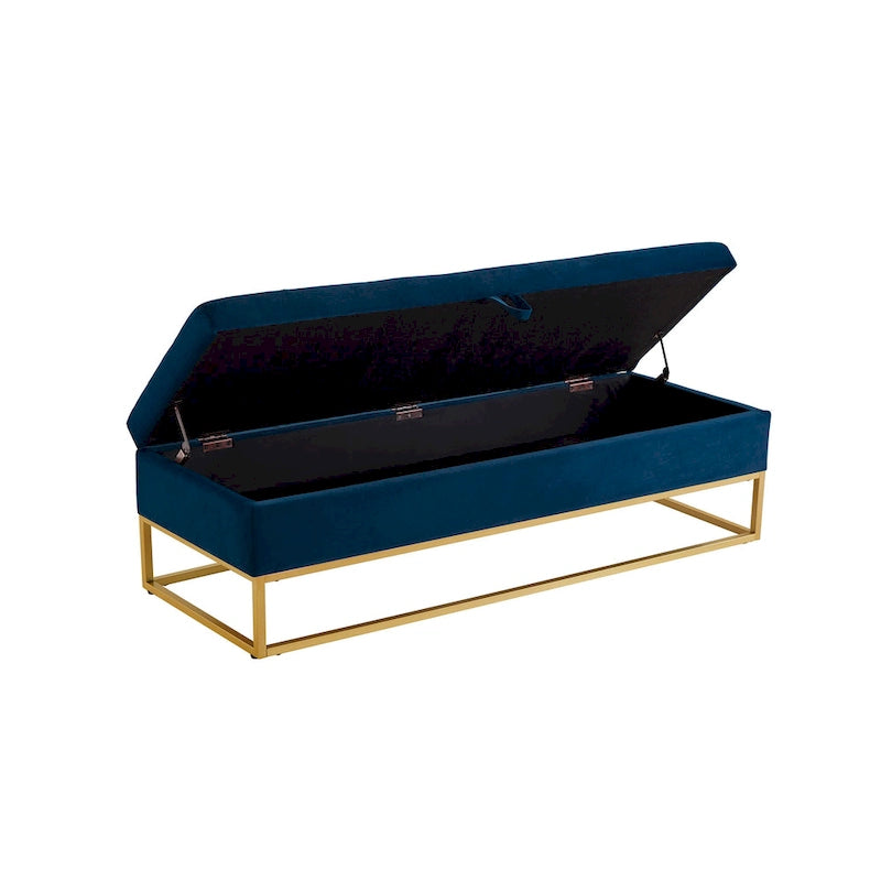Banc de rangement capitonné en velours