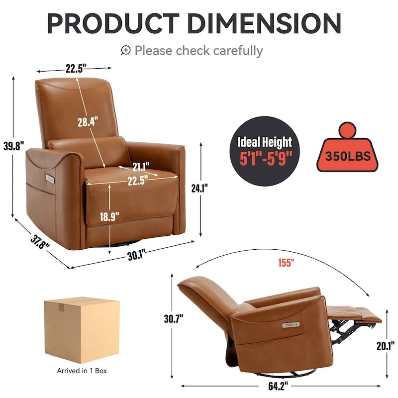 Fauteuil inclinable électrique berçant et pivotant