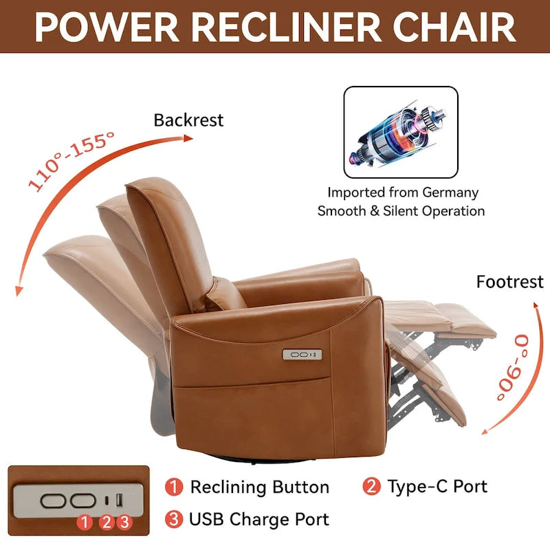 Fauteuil inclinable électrique berçant et pivotant