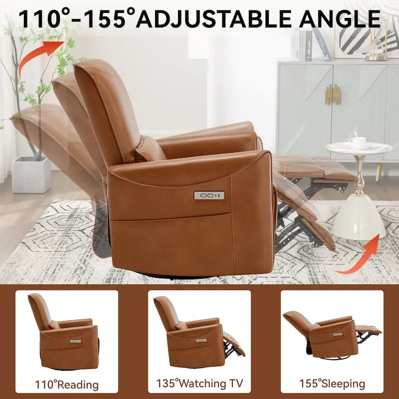 Fauteuil inclinable électrique berçant et pivotant