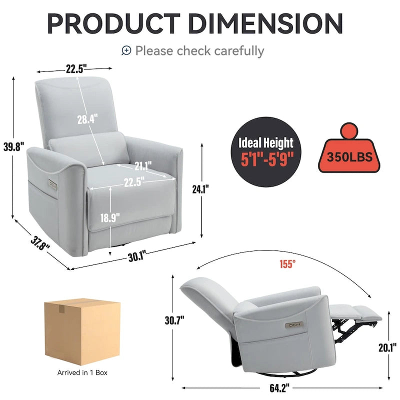 Fauteuil inclinable électrique berçant et pivotant
