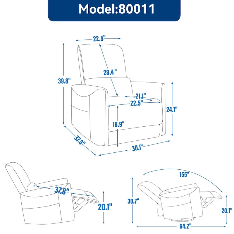 Fauteuil inclinable électrique berçant et pivotant