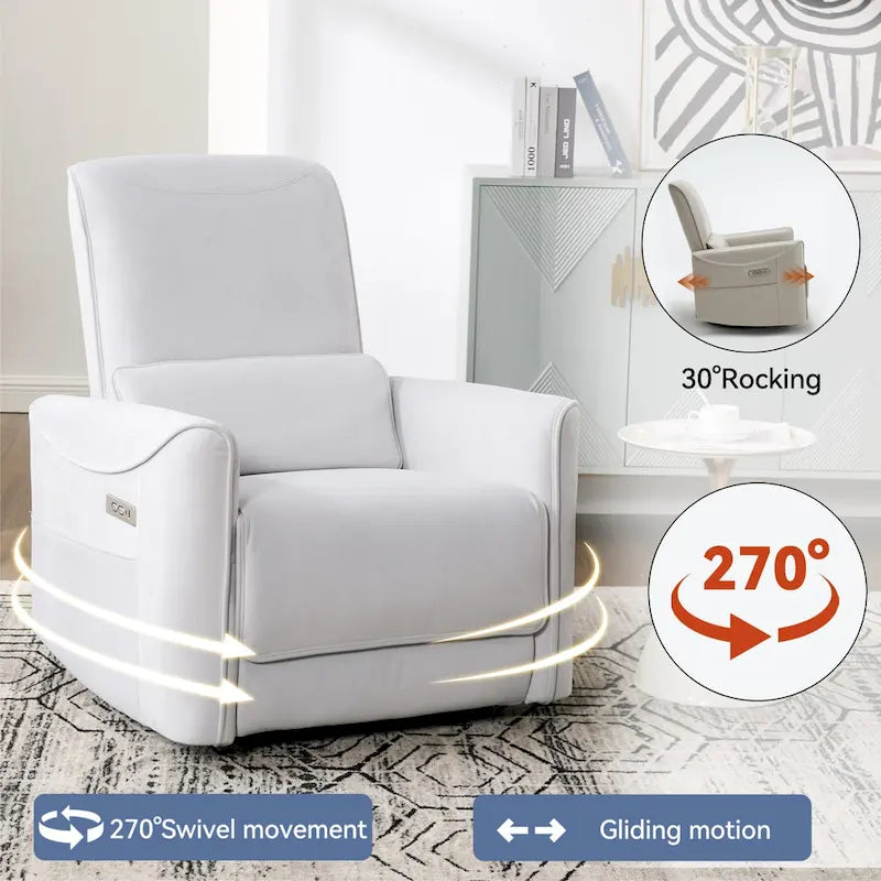 Fauteuil inclinable électrique berçant et pivotant