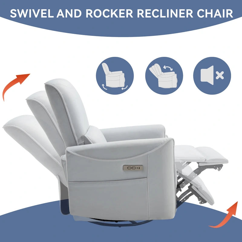Fauteuil inclinable électrique berçant et pivotant