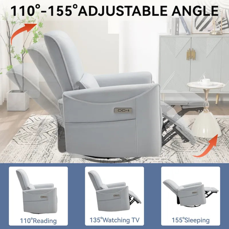 Fauteuil inclinable électrique berçant et pivotant