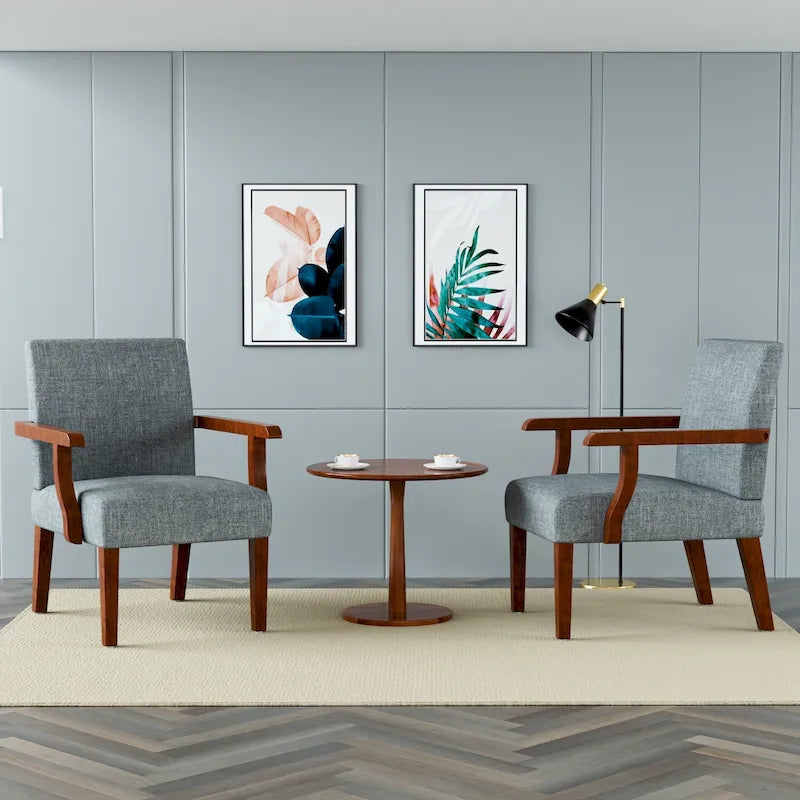 Fauteuils gris 18.7 avec table ronde