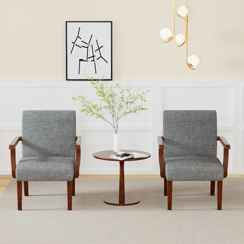 Fauteuils gris 18.7 avec table ronde