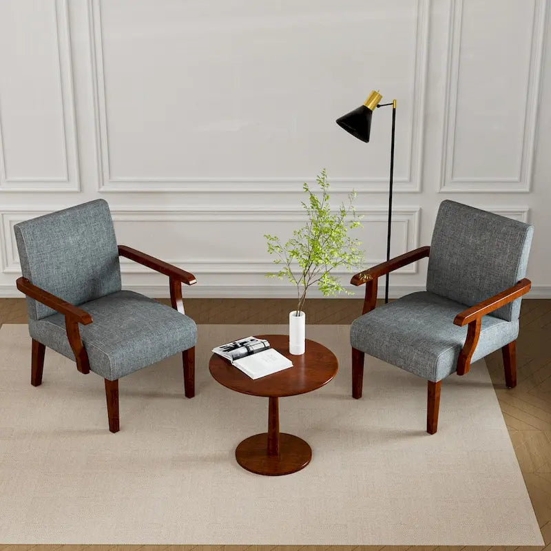 Fauteuils gris 18.7 avec table ronde