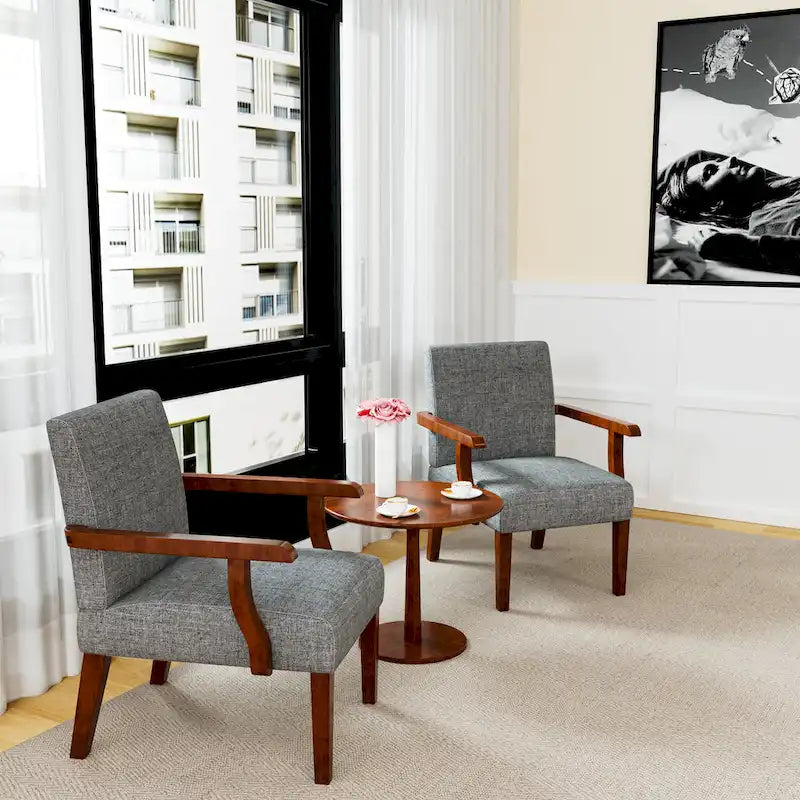 Fauteuils gris 18.7 avec table ronde