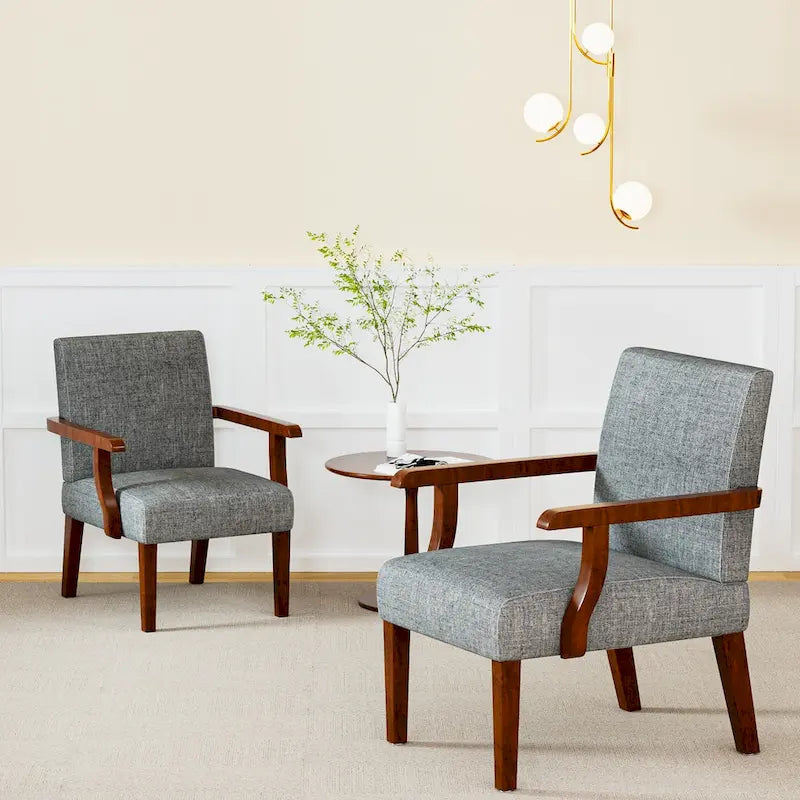 Fauteuils gris 18.7 avec table ronde