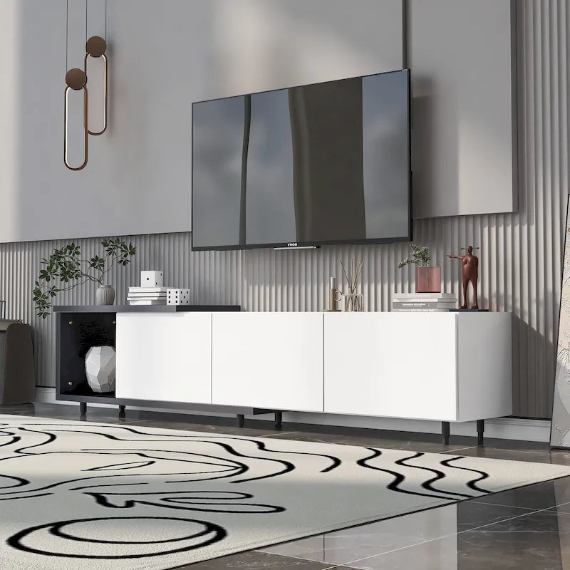 Meuble TV moderne extensible blanc