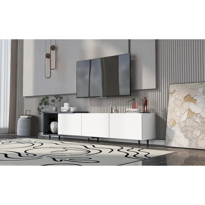 Meuble TV moderne extensible blanc