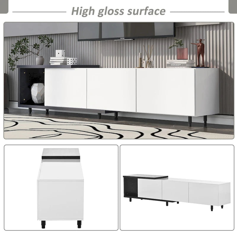 Meuble TV moderne extensible blanc