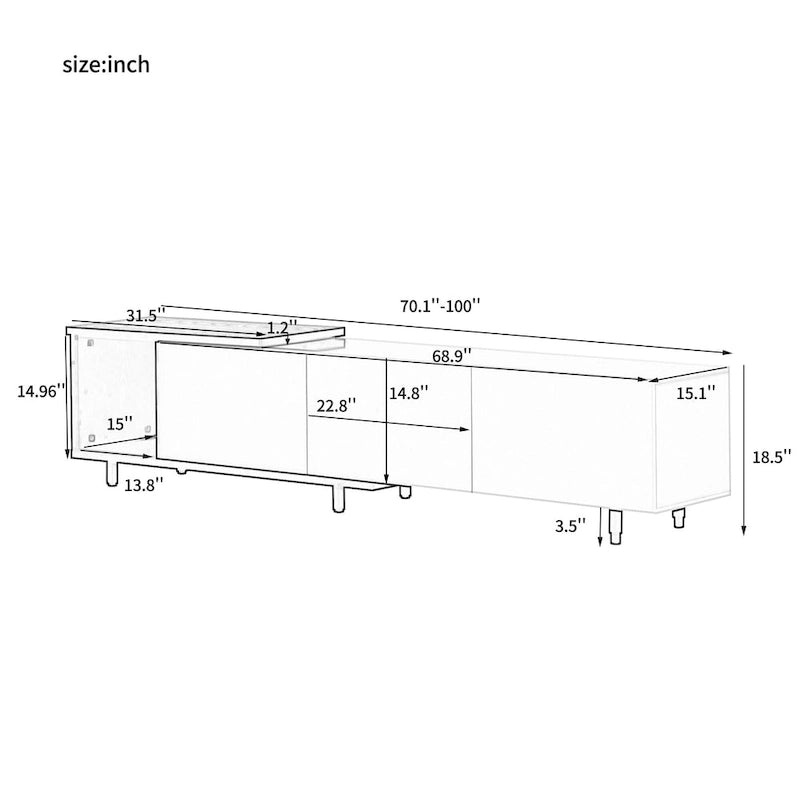 Meuble TV moderne extensible blanc