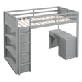 Lit mezzanine double avec échelle, étagères et bureau