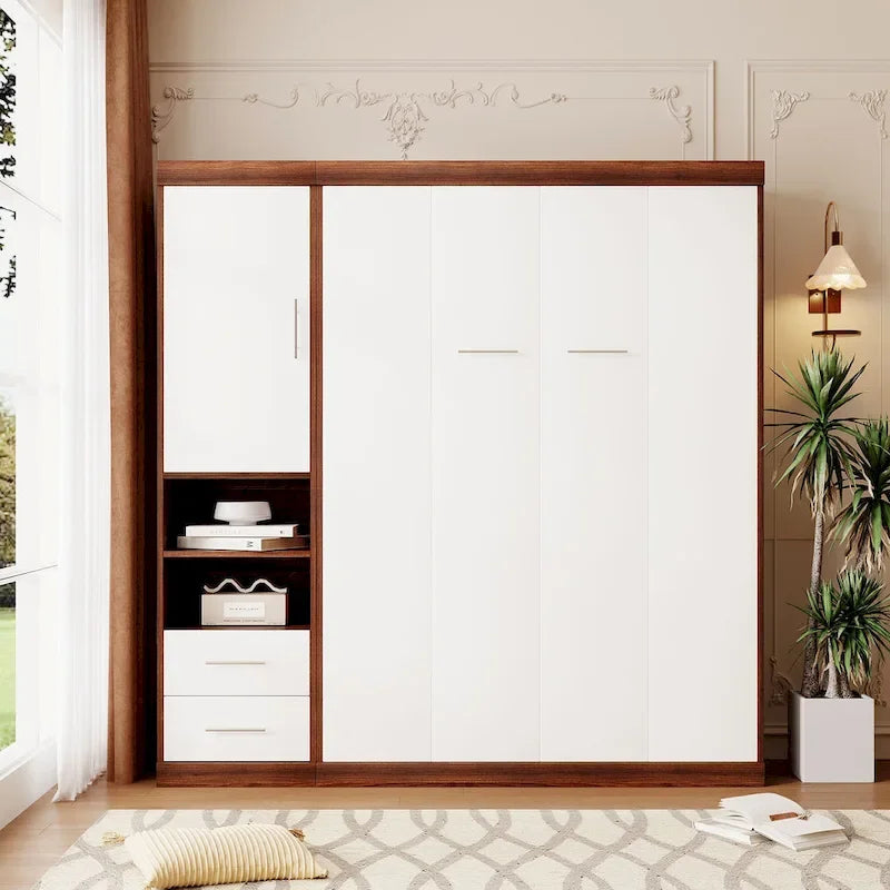 Lit escamotable double mural avec armoire