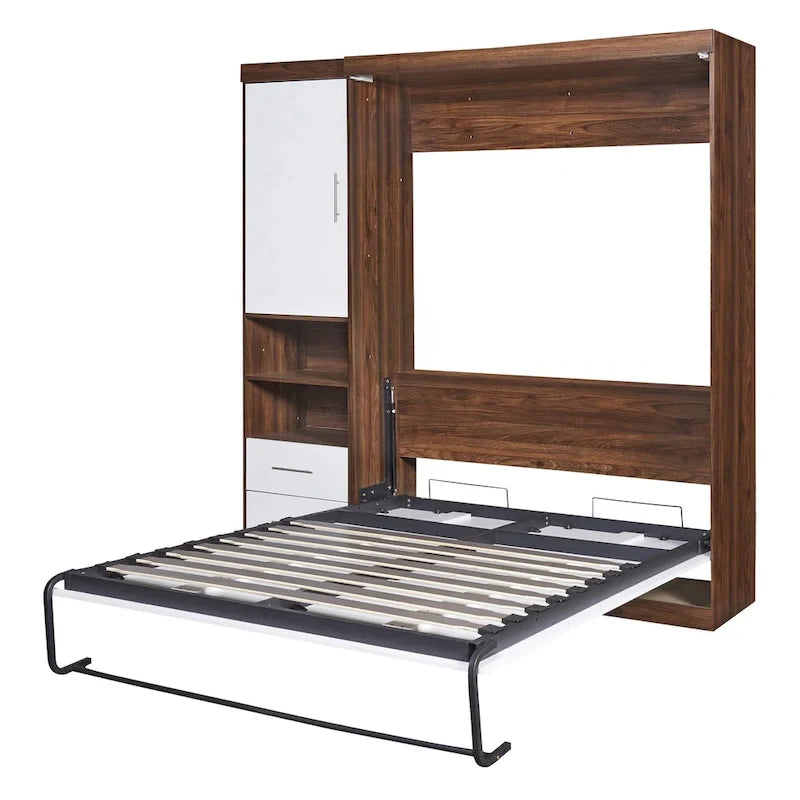 Lit escamotable double mural avec armoire