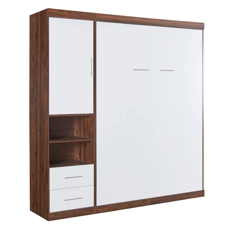 Lit escamotable double mural avec armoire