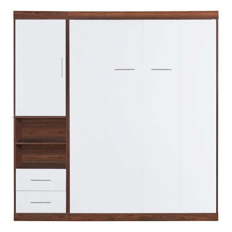 Lit escamotable double mural avec armoire