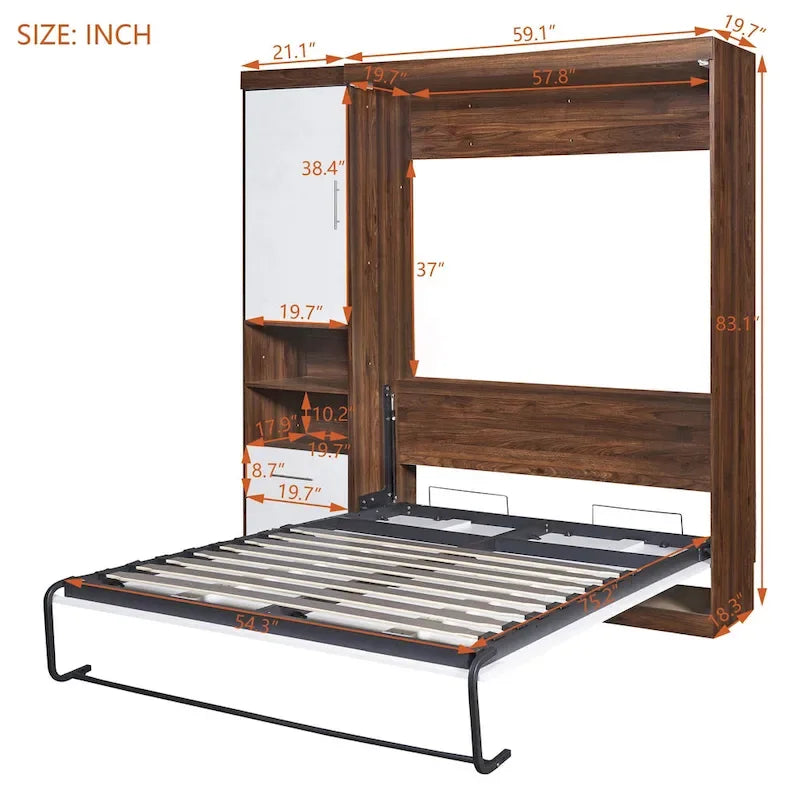Lit escamotable double mural avec armoire
