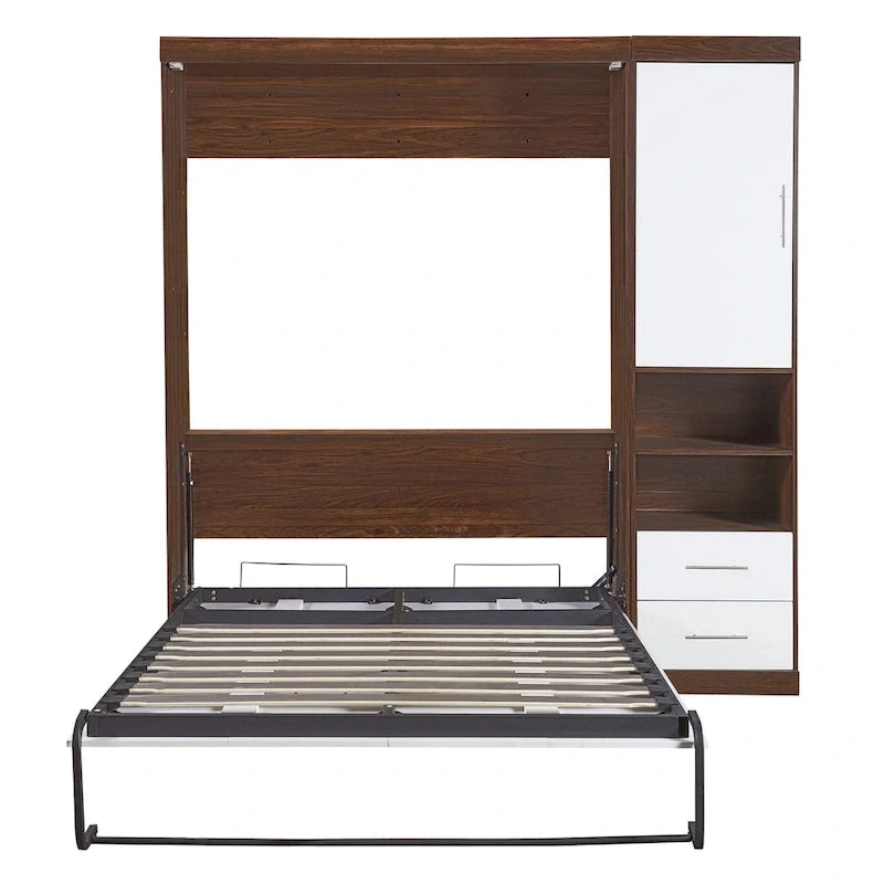 Lit escamotable double mural avec armoire